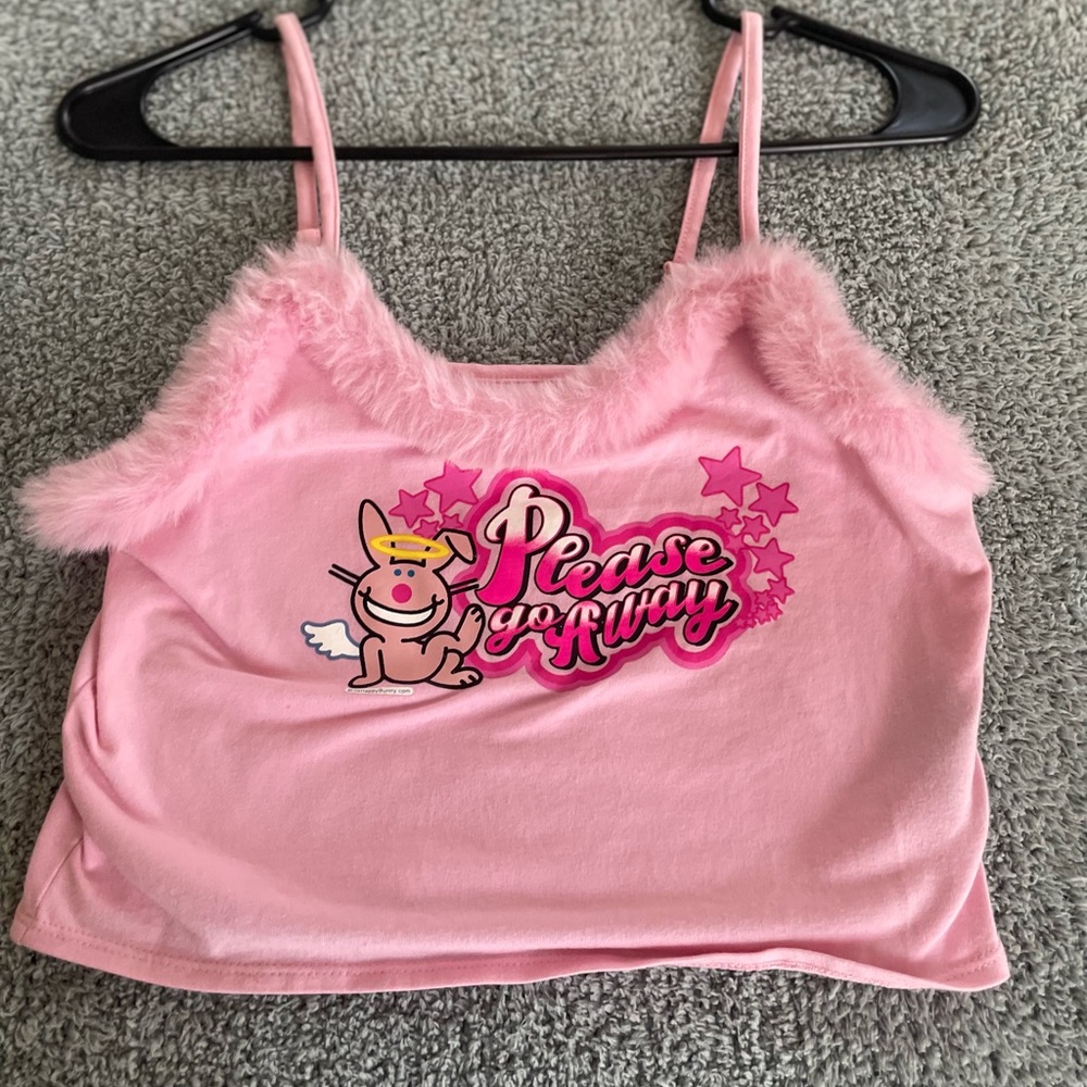 Pink Fuzzy Graphic Tank Top by Broken Promises